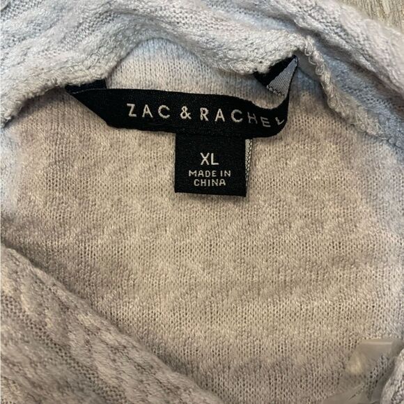 NWT zac & rachel boho top Sweater gray mock neck front tie size XL - Picture 7 of 11